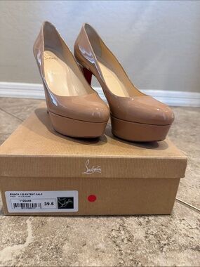 Christian Louboutin Patent Nude Platform Pumps